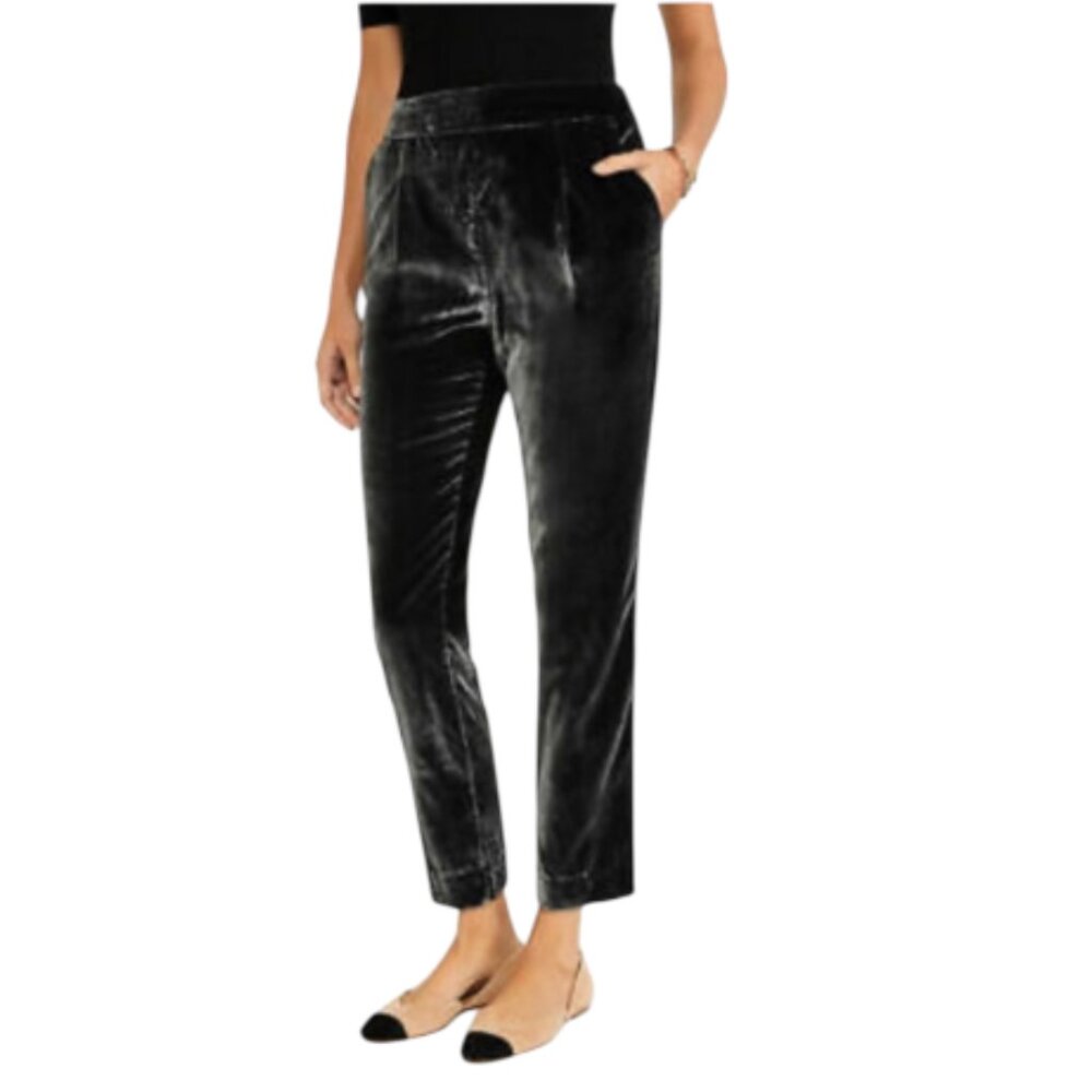 Ann Taylor Large The Velvet Elastic Waist Cropped Pants in Charcoal Grey NWT